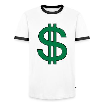 Money Money (V) - T-shirt contrasté Homme - blanc/noir - Devant - AI Model Female 172 light (172cm) & AI Model Male 178 dark (178cm)