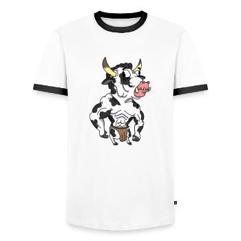 Kuh Stier - Männer Kontrast-T-Shirt - Weiß/Schwarz - Vorne - AI Model Female 172 light (172cm) & AI Model Male 178 dark (178cm)