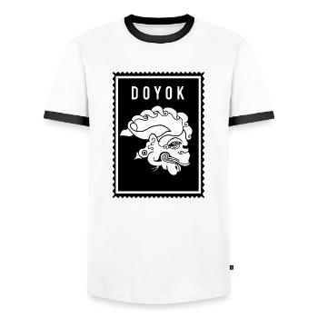 Doyok - Wayang - Männer Kontrast-T-Shirt - Weiß/Schwarz - Vorne - AI Model Female 172 light (172cm) & AI Model Male 178 dark (178cm)