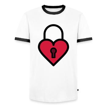 Cadenas, serrure d'amour - T-shirt contrasté Homme - blanc/noir - Devant - AI Model Female 172 light (172cm) & AI Model Male 178 dark (178cm)