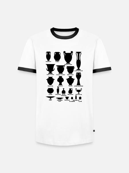 Antike Vasen mit Beschriftung - Männer Kontrast-T-Shirt - Weiß/Schwarz