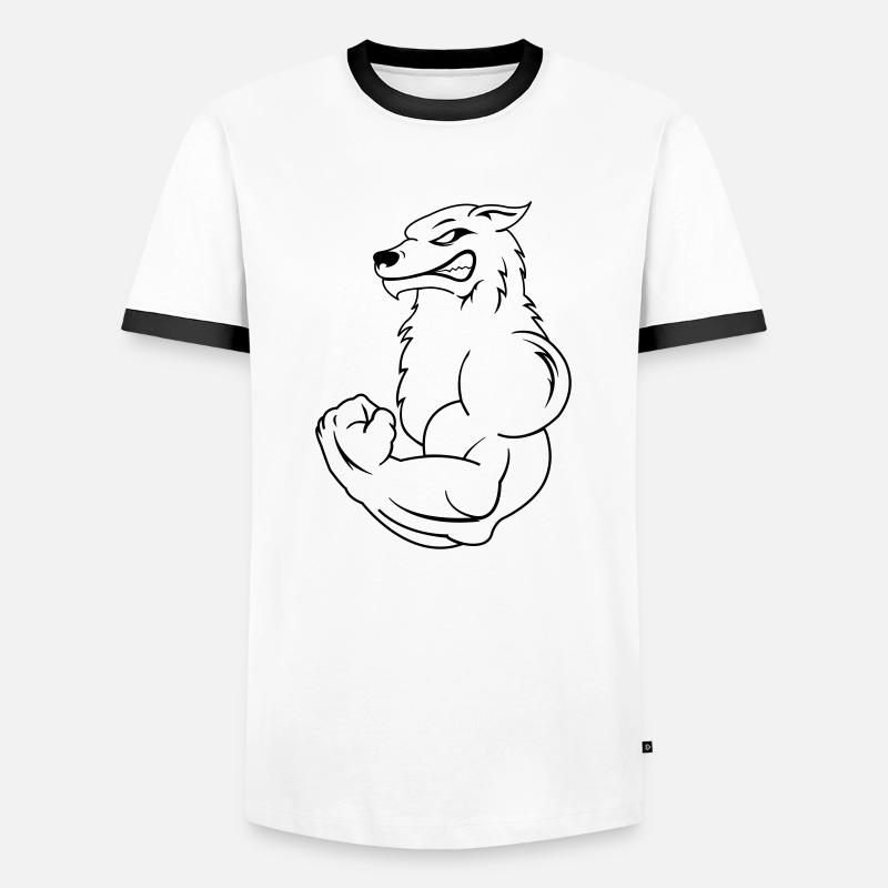 strong_wolf - Men's Ringer Shirt - white/black