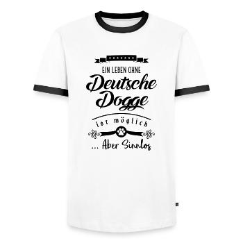 deutsche dogge leben - Männer Kontrast-T-Shirt - Weiß/Schwarz - Vorne - AI Model Female 172 light (172cm) & AI Model Male 178 dark (178cm)