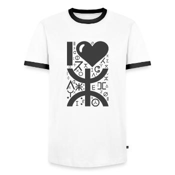 LOVE AMAZIGH - T-shirt contrasté Homme - blanc/noir - Devant - AI Model Female 172 light (172cm) & AI Model Male 178 dark (178cm)
