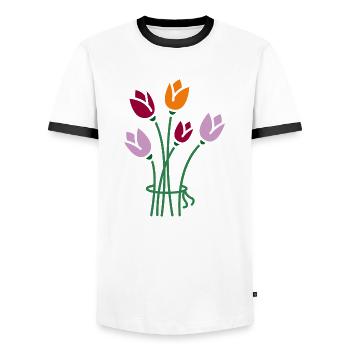 Flowers - Men's Ringer Shirt - white/black - Front - AI Model Female 172 light (172cm) & AI Model Male 178 dark (178cm)