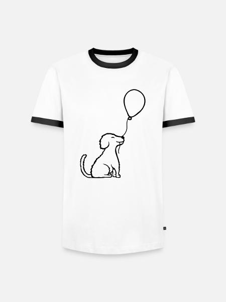 Sitting balloon dog cool - Men's Ringer Shirt - white/black