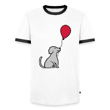 Luftballon Hund cool sitzend - Männer Kontrast-T-Shirt - Weiß/Schwarz - Vorne - AI Model Female 172 light (172cm) & AI Model Male 178 dark (178cm)