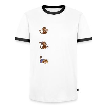 eating gaming sleeping - Männer Kontrast-T-Shirt - Weiß/Schwarz - Vorne - AI Model Female 172 light (172cm) & AI Model Male 178 dark (178cm)