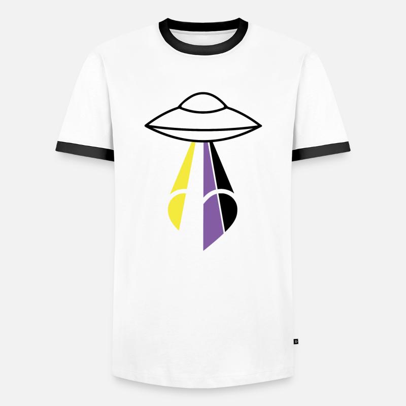 Non Binary Pride Ufo - Männer Kontrast-T-Shirt - Weiß/Schwarz