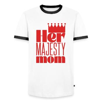 Her Majesty mom - Männer Kontrast-T-Shirt - Weiß/Schwarz - Vorne - AI Model Female 172 light (172cm) & AI Model Male 178 dark (178cm)