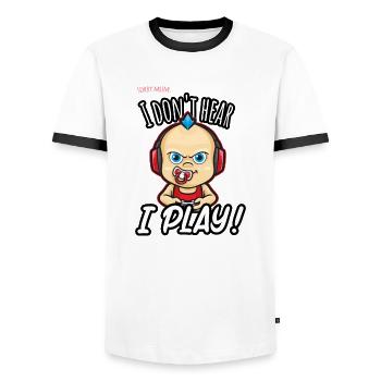 Sorry mum, i play - T-shirt contrasté Homme - blanc/noir - Devant - AI Model Female 172 light (172cm) & AI Model Male 178 dark (178cm)