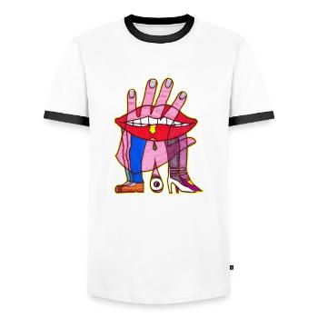 Kuss Hand - Männer Kontrast-T-Shirt - Weiß/Schwarz - Vorne - AI Model Female 172 light (172cm) & AI Model Male 178 dark (178cm)