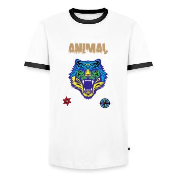 Bengalische Tiger-Kratzkralle - Männer Kontrast-T-Shirt - Weiß/Schwarz - Vorne - AI Model Female 172 light (172cm) & AI Model Male 178 dark (178cm)
