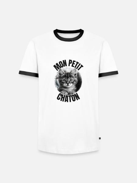 Mon petit Chaton ! - T-shirt contrasté Homme - blanc/noir