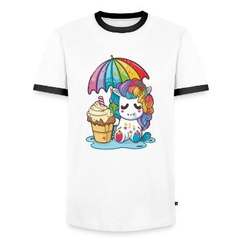 Unicorn dreams - rainbow colors to fall in love with - Men's Ringer Shirt - white/black - Front - AI Model Female 172 light (172cm) & AI Model Male 178 dark (178cm)