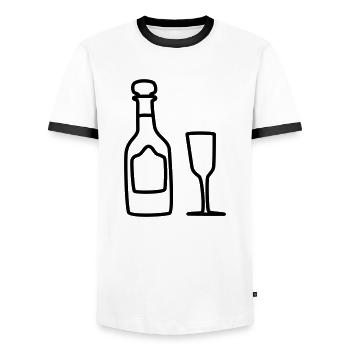 Vin mousseux au verre 1 - T-shirt contrasté Homme - blanc/noir - Devant - AI Model Female 172 light (172cm) & AI Model Male 178 dark (178cm)