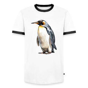 Le manchot royal - T-shirt contrasté Homme - blanc/noir - Devant - AI Model Female 172 light (172cm) & AI Model Male 178 dark (178cm)