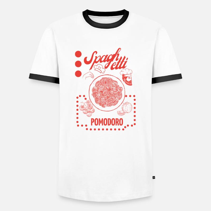 Spaghetti - Männer Kontrast-T-Shirt - Weiß/Schwarz