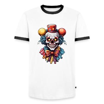 Clown d’horreur / Cirque / Drôle / Spectacle / Halloween - T-shirt contrasté Homme - blanc/noir - Devant - AI Model Female 172 light (172cm) & AI Model Male 178 dark (178cm)