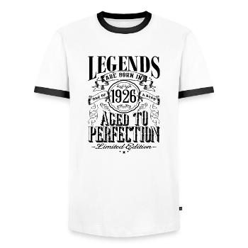 Vintage Né(e) un mois de 1926 anniversaire - T-shirt contrasté Homme - blanc/noir - Devant - AI Model Female 172 light (172cm) & AI Model Male 178 dark (178cm)