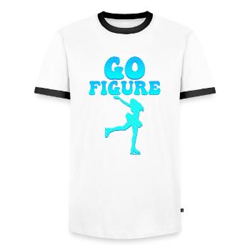 Double Axel Dare: Go Figure - Men's Ringer Shirt - white/black - Front - AI Model Female 172 light (172cm) & AI Model Male 178 dark (178cm)
