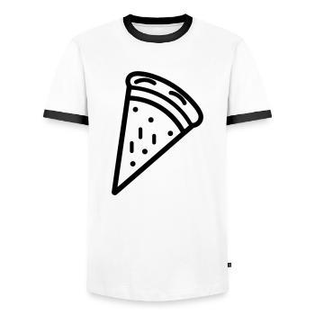part de pizza - T-shirt contrasté Homme - blanc/noir - Devant - AI Model Female 172 light (172cm) & AI Model Male 178 dark (178cm)
