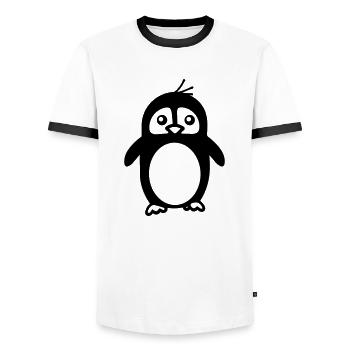 Penguin - Men's Ringer Shirt - white/black - Front - AI Model Female 172 light (172cm) & AI Model Male 178 dark (178cm)