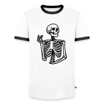 Squelette pensif - os - T-shirt contrasté Homme - blanc/noir - Devant - AI Model Female 172 light (172cm) & AI Model Male 178 dark (178cm)