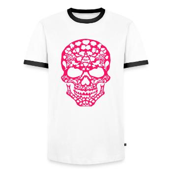 pink skull street - T-shirt contrasté Homme - blanc/noir - Devant - AI Model Female 172 light (172cm) & AI Model Male 178 dark (178cm)