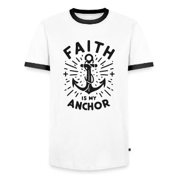 Faith is My Anchor - Men's Ringer Shirt - white/black - Front - AI Model Female 172 light (172cm) & AI Model Male 178 dark (178cm)