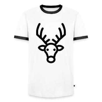 renne de noel - T-shirt contrasté Homme - blanc/noir - Devant - AI Model Female 172 light (172cm) & AI Model Male 178 dark (178cm)
