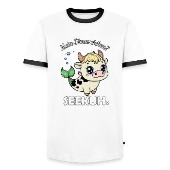 Zodiac sign Taurus Manatee - Men's Ringer Shirt - white/black - Front - AI Model Female 172 light (172cm) & AI Model Male 178 dark (178cm)