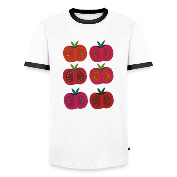 Tomates 6 fois multicolores - T-shirt contrasté Homme - blanc/noir - Devant - AI Model Female 172 light (172cm) & AI Model Male 178 dark (178cm)