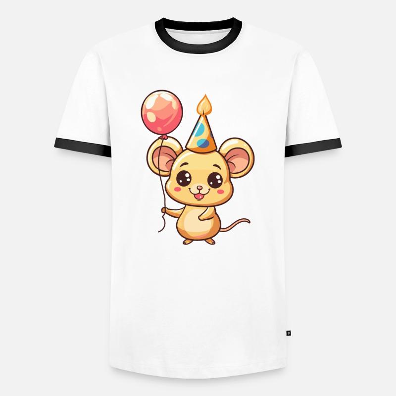 Mouse Birthday Comic - Men's Ringer Shirt - white/black