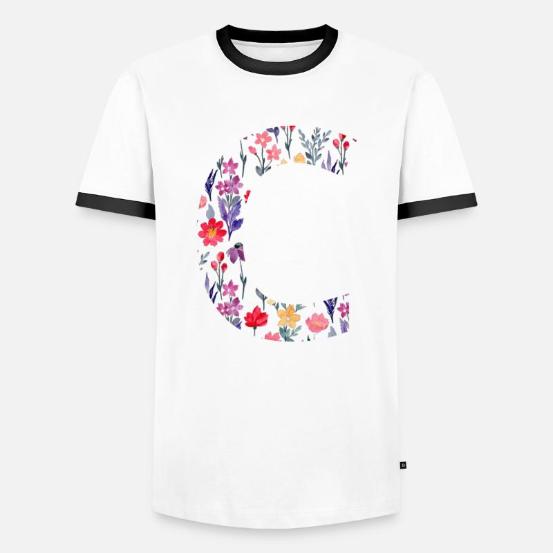 Personalisierter Blumenbuchstabe c - Geschenkidee - Männer Kontrast-T-Shirt - Weiß/Schwarz