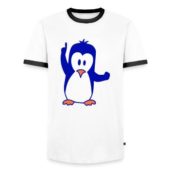 Mignon pingouin antarctique pôle sud zoo animal oiseau cool - T-shirt contrasté Homme - blanc/noir - Devant - AI Model Female 172 light (172cm) & AI Model Male 178 dark (178cm)