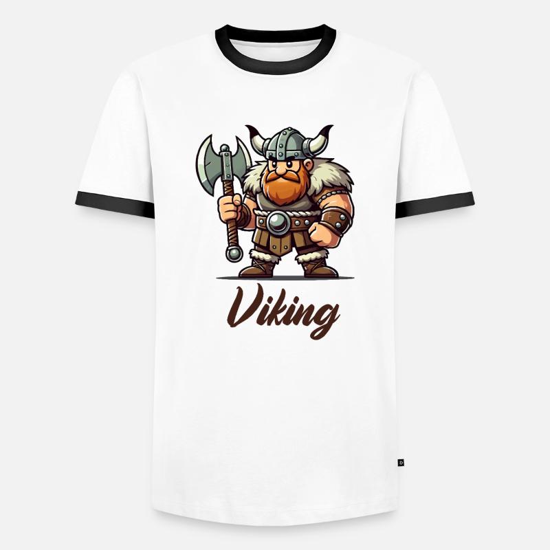 wikinger comic - Männer Kontrast-T-Shirt - Weiß/Schwarz