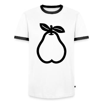 Birne - Männer Kontrast-T-Shirt - Weiß/Schwarz - Vorne - AI Model Female 172 light (172cm) & AI Model Male 178 dark (178cm)