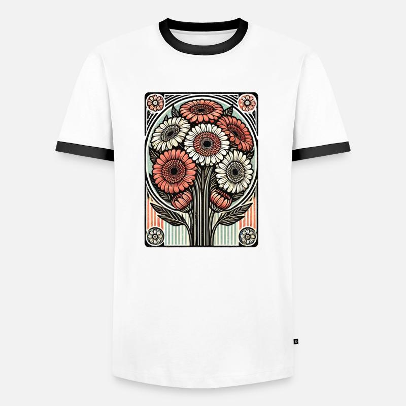 Gerbera Gänseblümchen - Männer Kontrast-T-Shirt - Weiß/Schwarz