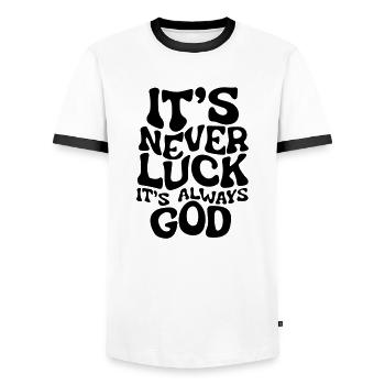 es ist nie Glück, es ist immer Gott - Männer Kontrast-T-Shirt - Weiß/Schwarz - Vorne - AI Model Female 172 light (172cm) & AI Model Male 178 dark (178cm)
