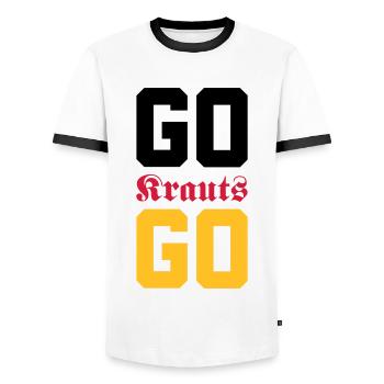 Go, Krauts, Go! - Männer Kontrast-T-Shirt - Weiß/Schwarz - Vorne - AI Model Female 172 light (172cm) & AI Model Male 178 dark (178cm)