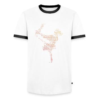 Skater Femmes Skateboarder Skateboard Hommes - T-shirt contrasté Homme - blanc/noir - Devant - AI Model Female 172 light (172cm) & AI Model Male 178 dark (178cm)