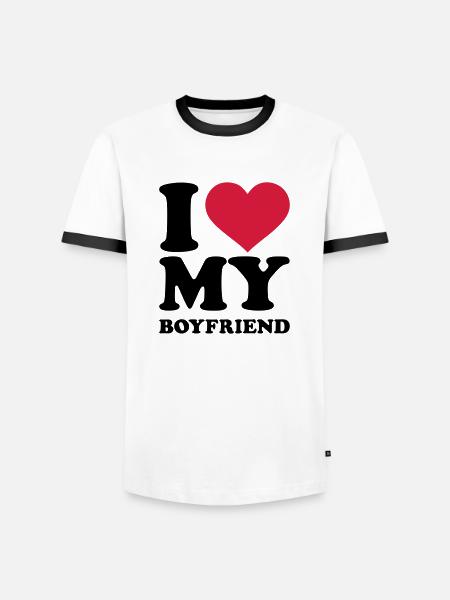 I love my boyfriend - Männer Kontrast-T-Shirt - Weiß/Schwarz