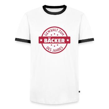 Baker Bakery Boulanger Bäcker Bäckerei Boulangerie - Men's Ringer Shirt - white/black - Front - AI Model Female 172 light (172cm) & AI Model Male 178 dark (178cm)