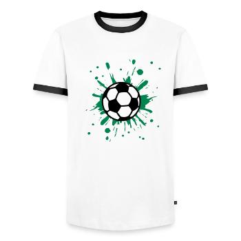 Football, Splash, Soccer, Splatter, - T-shirt contrasté Homme - blanc/noir - Devant - AI Model Female 172 light (172cm) & AI Model Male 178 dark (178cm)