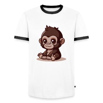 Bébé gorille - T-shirt contrasté Homme - blanc/noir - Devant - AI Model Female 172 light (172cm) & AI Model Male 178 dark (178cm)