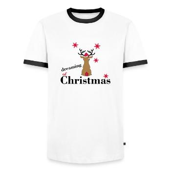 Jour de Noël - T-shirt contrasté Homme - blanc/noir - Devant - AI Model Female 172 light (172cm) & AI Model Male 178 dark (178cm)