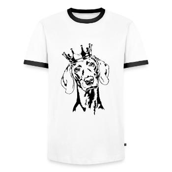 Weimaraner Krone Dogs Dog Wilsigns - Men's Ringer Shirt - white/black - Front - AI Model Female 172 light (172cm) & AI Model Male 178 dark (178cm)