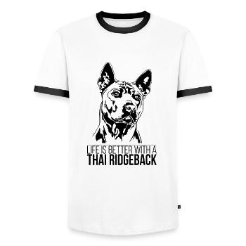 Thai Ridgeback life is better Hunde Wilsigns - Männer Kontrast-T-Shirt - Weiß/Schwarz - Vorne - AI Model Female 172 light (172cm) & AI Model Male 178 dark (178cm)