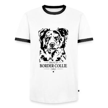 Border Collie Dad Hund Hunde Hundesport Wilsigns - Männer Kontrast-T-Shirt - Weiß/Schwarz - Vorne - AI Model Female 172 light (172cm) & AI Model Male 178 dark (178cm)